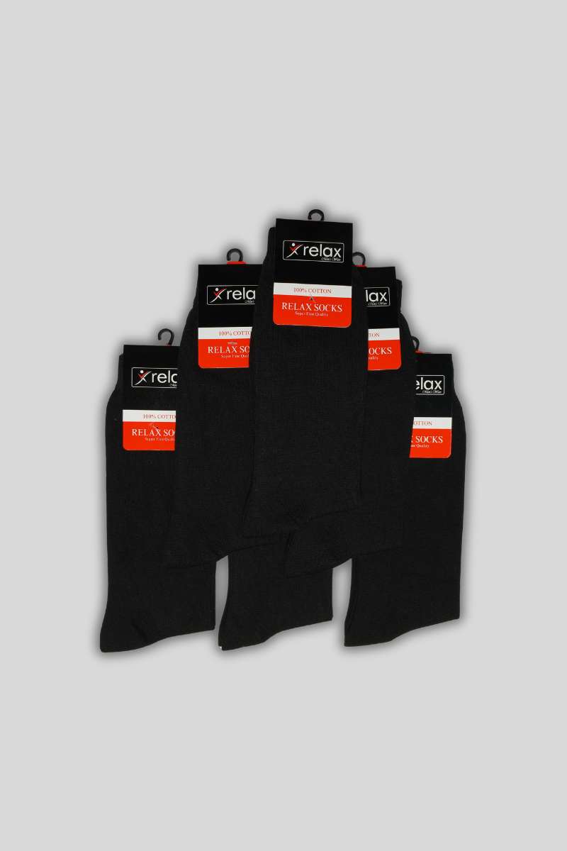 SOCKS BLACK 6 PCS PACK