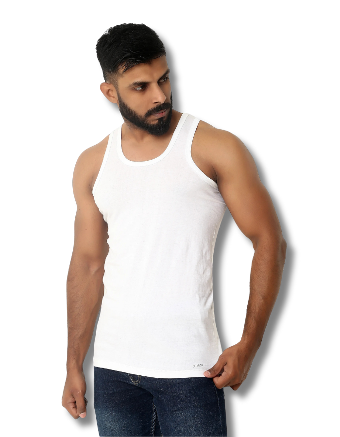 relax vest white(Sleeves Less) 100% cotton