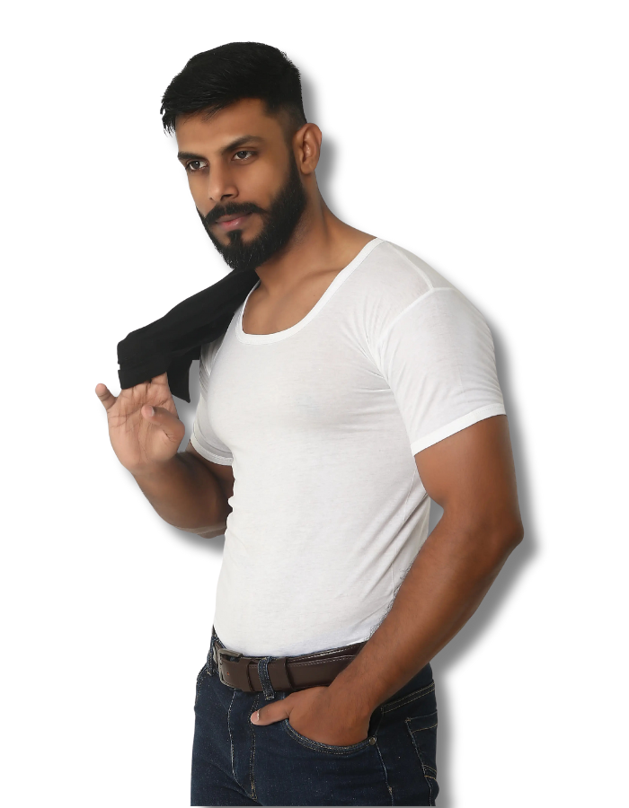 relax vest white (with sleeves) 100% cotton