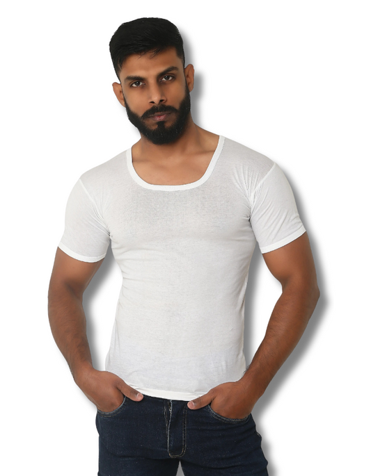 relax vest white (with sleeves) 100% cotton