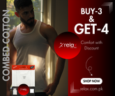 relax vest white(Sleeves Less) 100% cotton (BUY 3 GET 4)