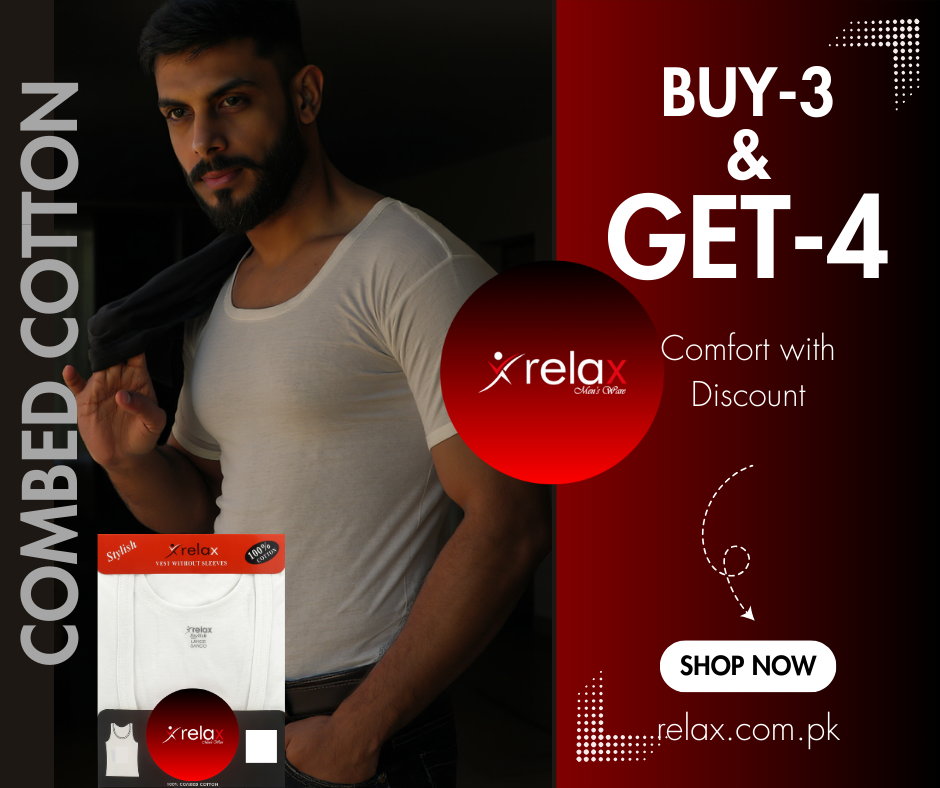 relax vest white (with sleeves) 100% cotton BUY 3 GET 4