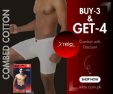 Relax Boxershort White (100% Cotton) (BUY 3 GET 4)