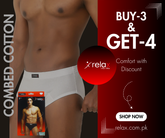 Relax Underwear White (100% Cotton) (BUY 3 GET 4)