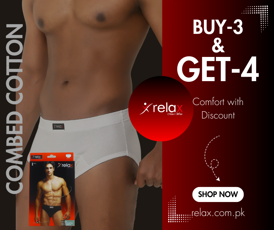 Relax Underwear White (100% Cotton) (BUY 3 GET 4)