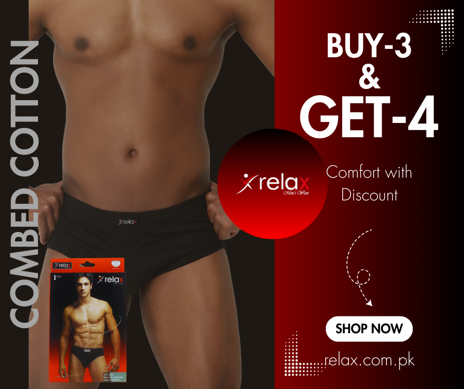 Relax Underwear Black (100% Cotton) (BUY 3 GET 4)