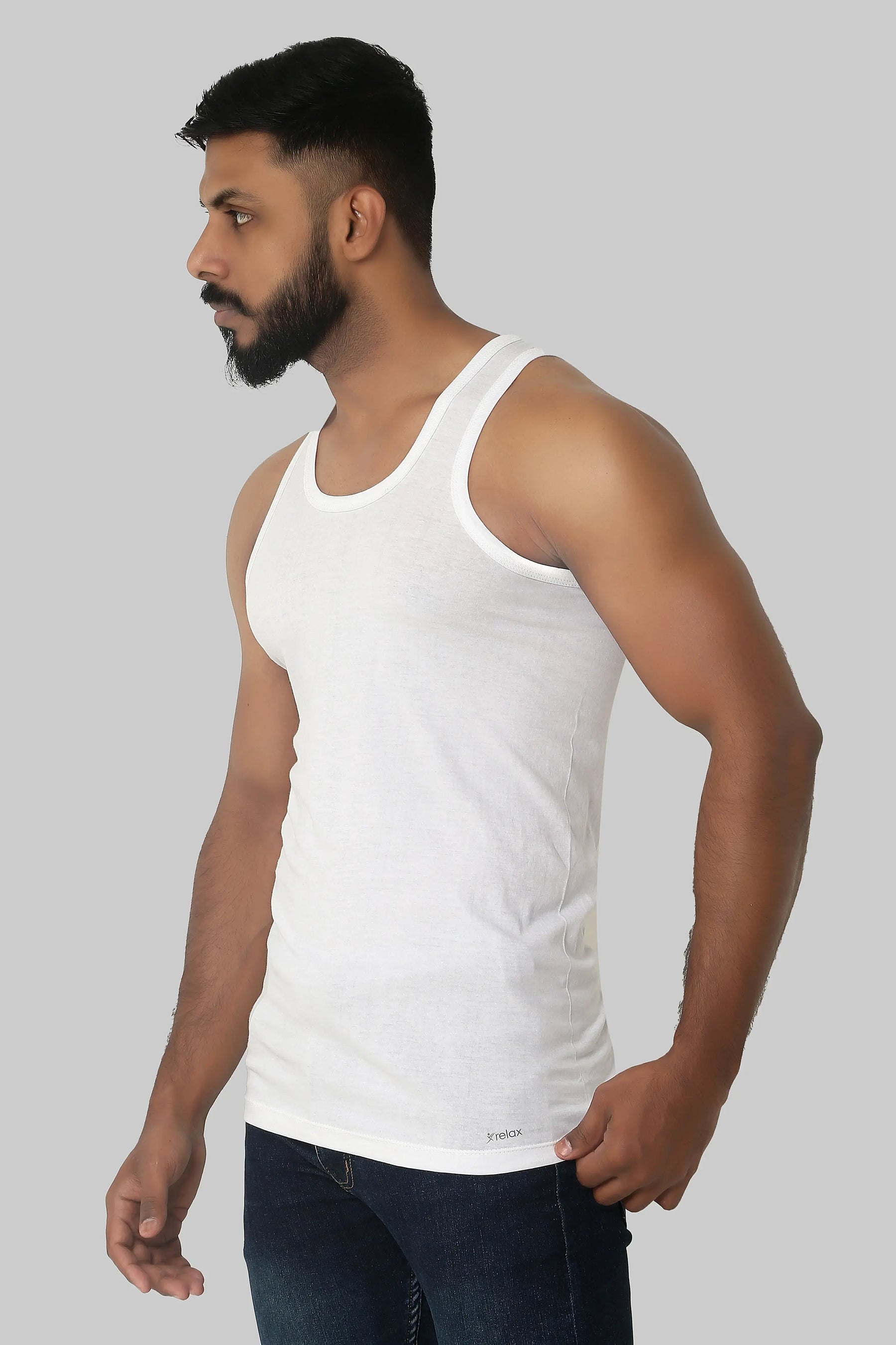 relax vest white(Sleeves Less) 100% cotton (BUY 3 GET 4)