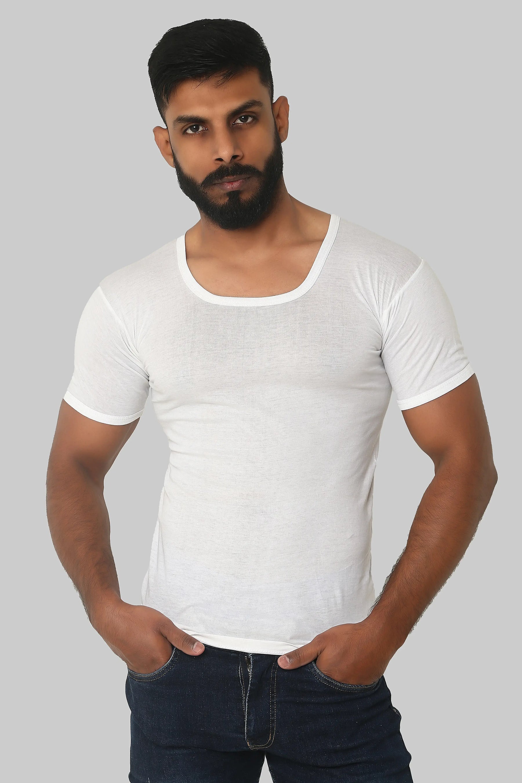 relax vest white (with sleeves) 100% cotton